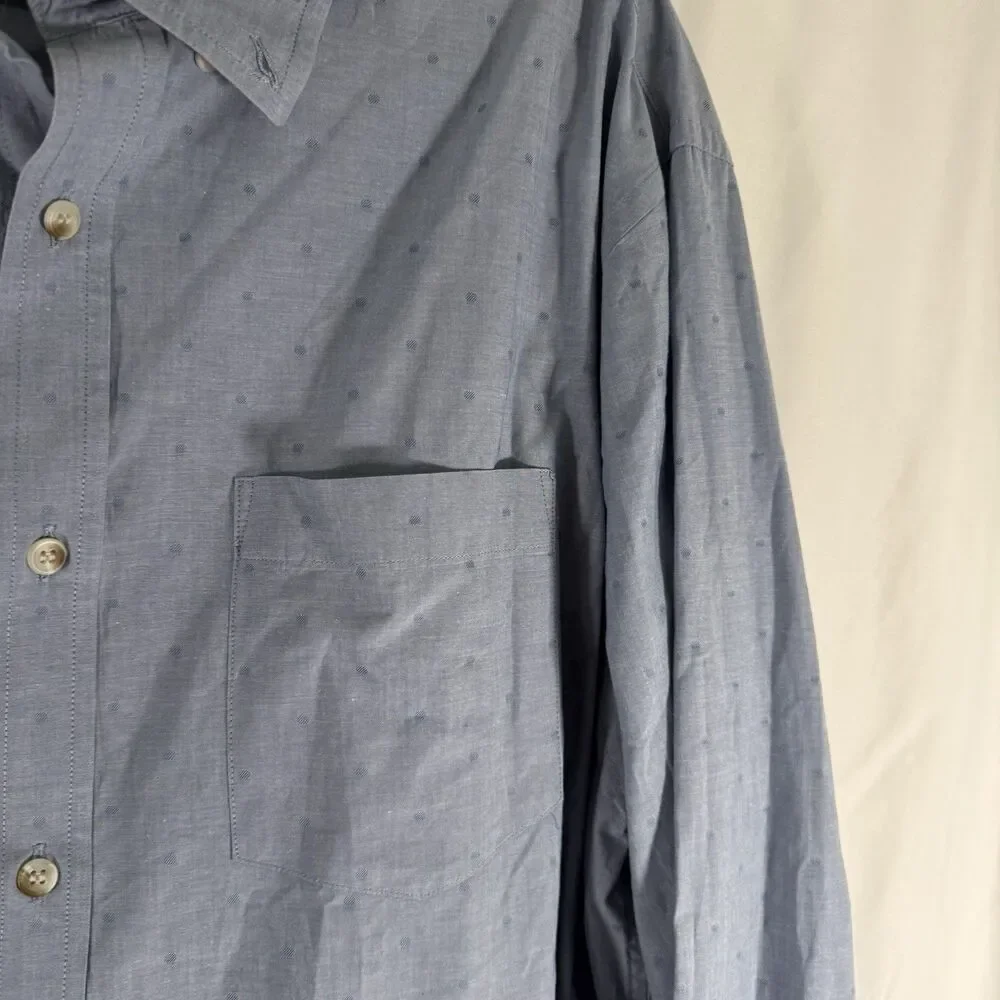 Banana Republic Untucked Fit Shirt Mens XXL Polka Dot Blue Long Sleeve Button Up